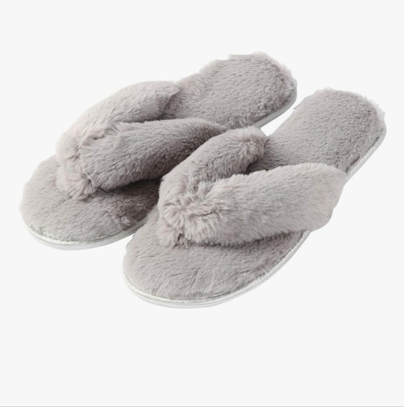 Unisex Soft Fleece Indoor Non-Slip House Flip-Flops SPA Thong Slippers - Picture 1 of 4